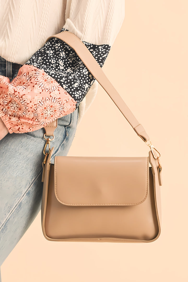PU Leather Flap Square Shoulder Bag