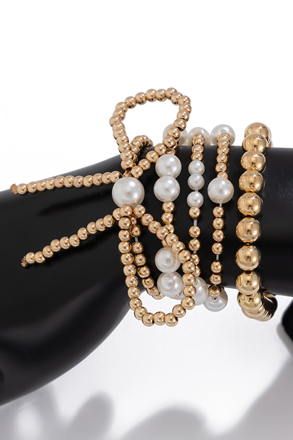 Bow Knot Pearl Beaded Multi Layered Bracelet Set