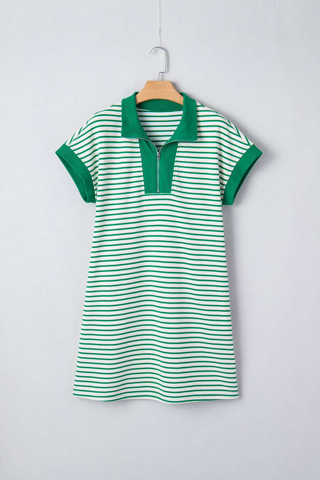 Quarter Zip Polo Collar T Shirt Dress with Pockets