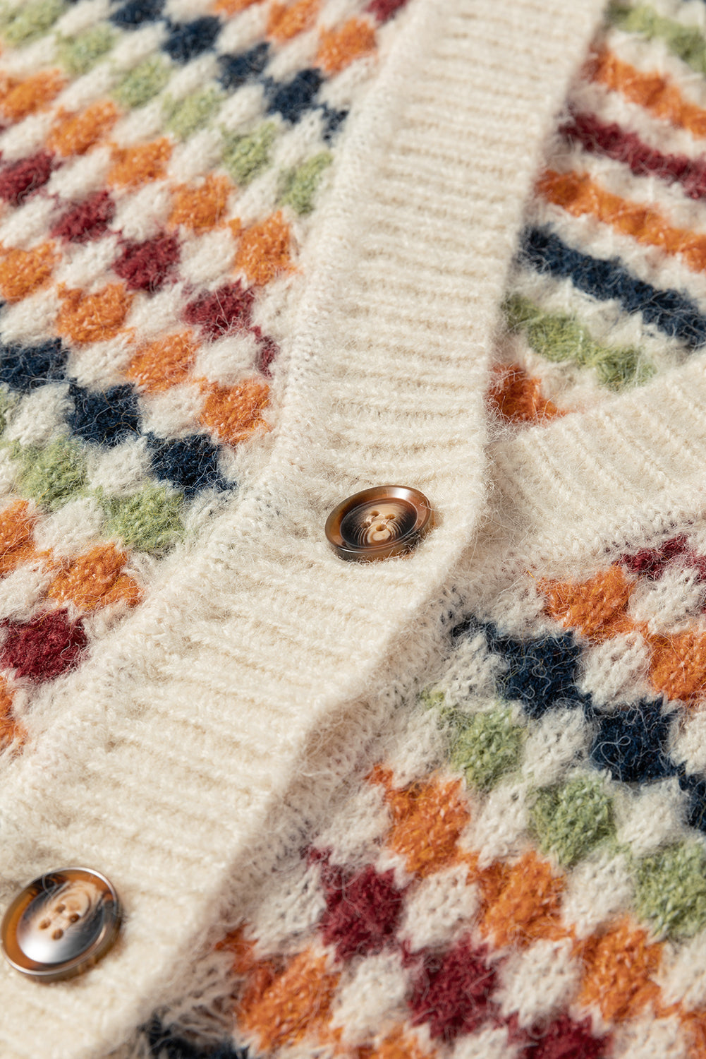Multicolour Dotty Pattern Knit Button Front Sweater Cardigan