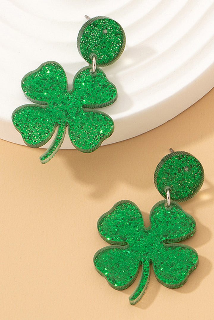 Boucles d'oreilles à tige en forme de trèfle de la Saint-Patrick