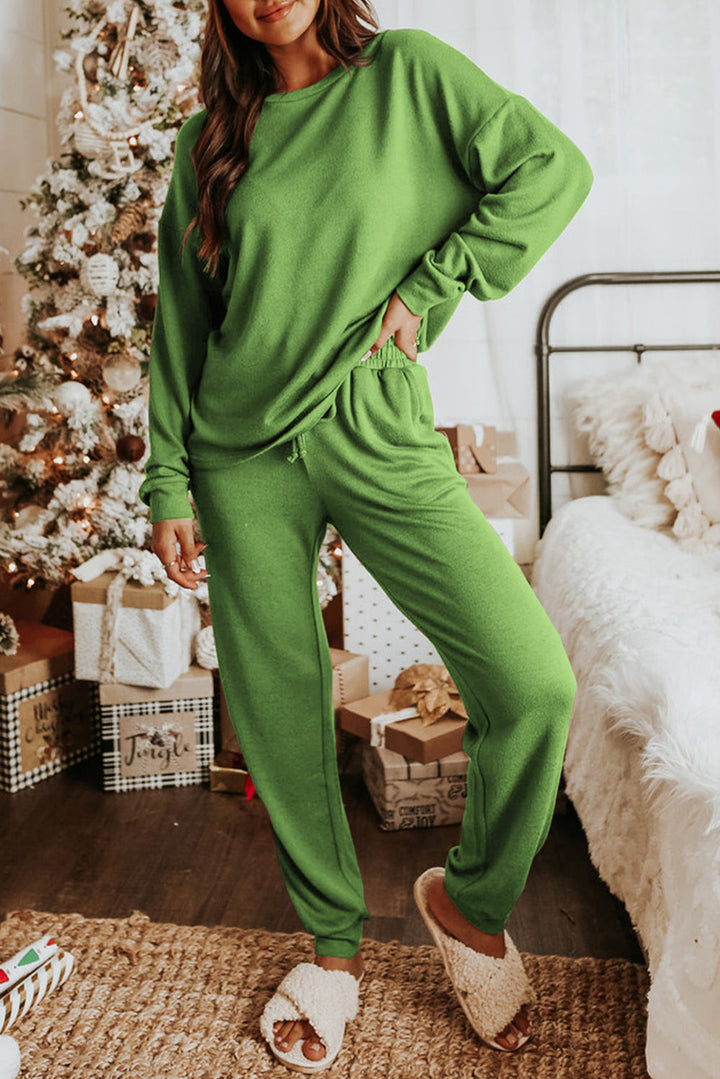 long sleeve pullover and jogger pants lounge set