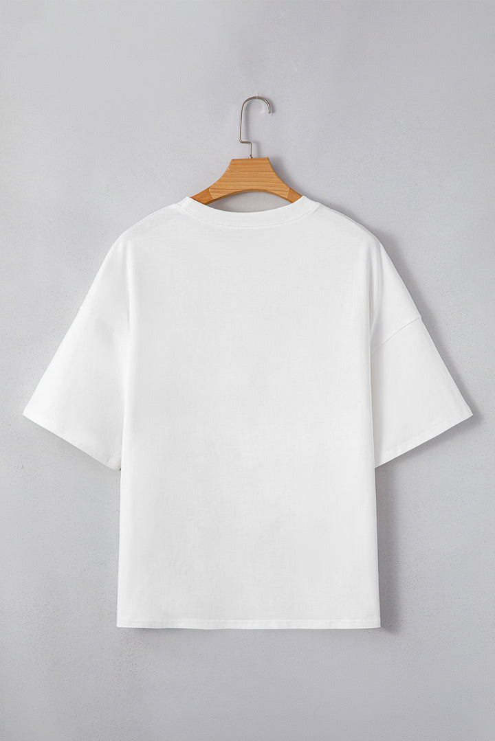 Star Layered Patched Graphic Drop Shoulder Half Sleeve Loose Tee