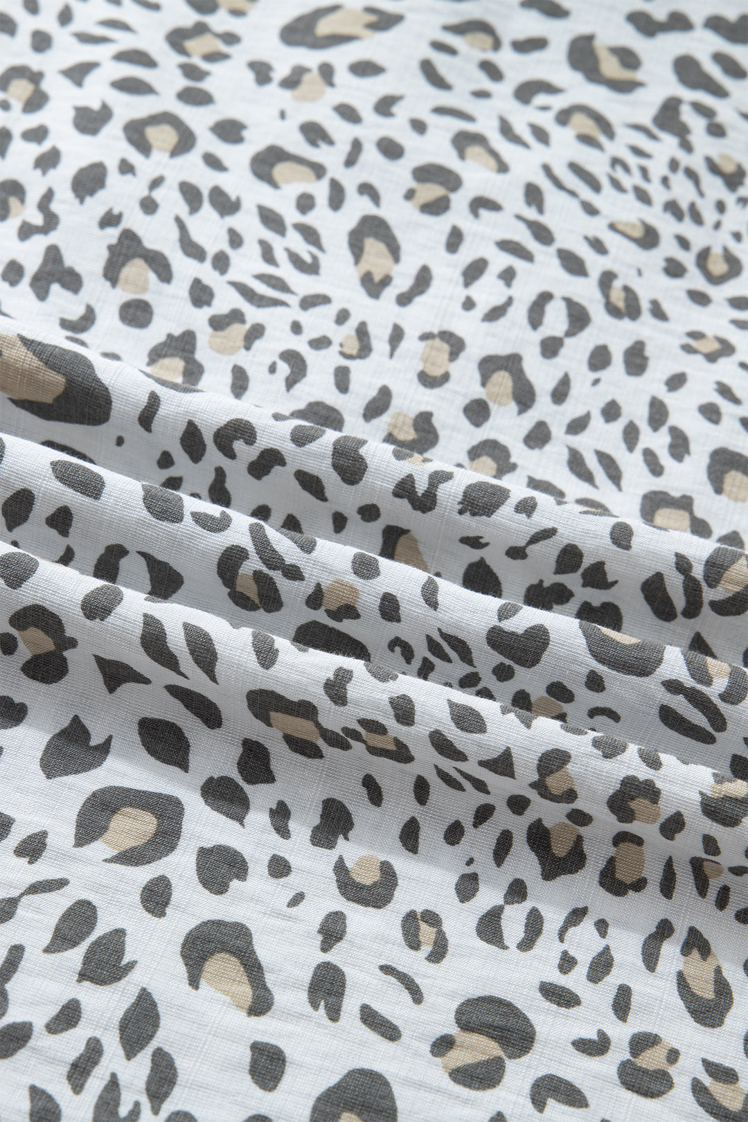 White Leopard Printed Color Block Patchwork V Neck Cap Sleeve Blouse