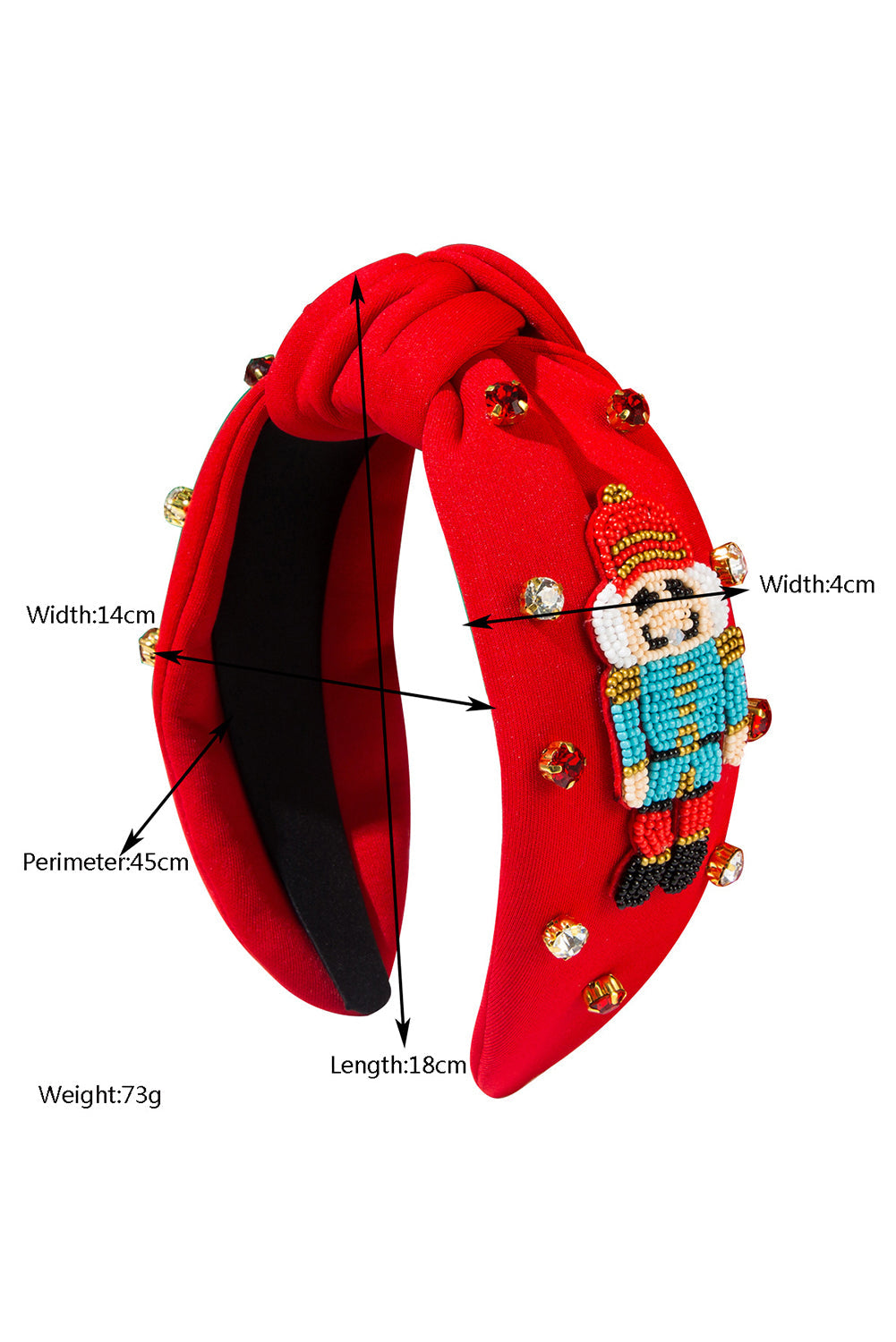 Serre-tête noué en perles de Noël avec strass et motif Casse-Noisette