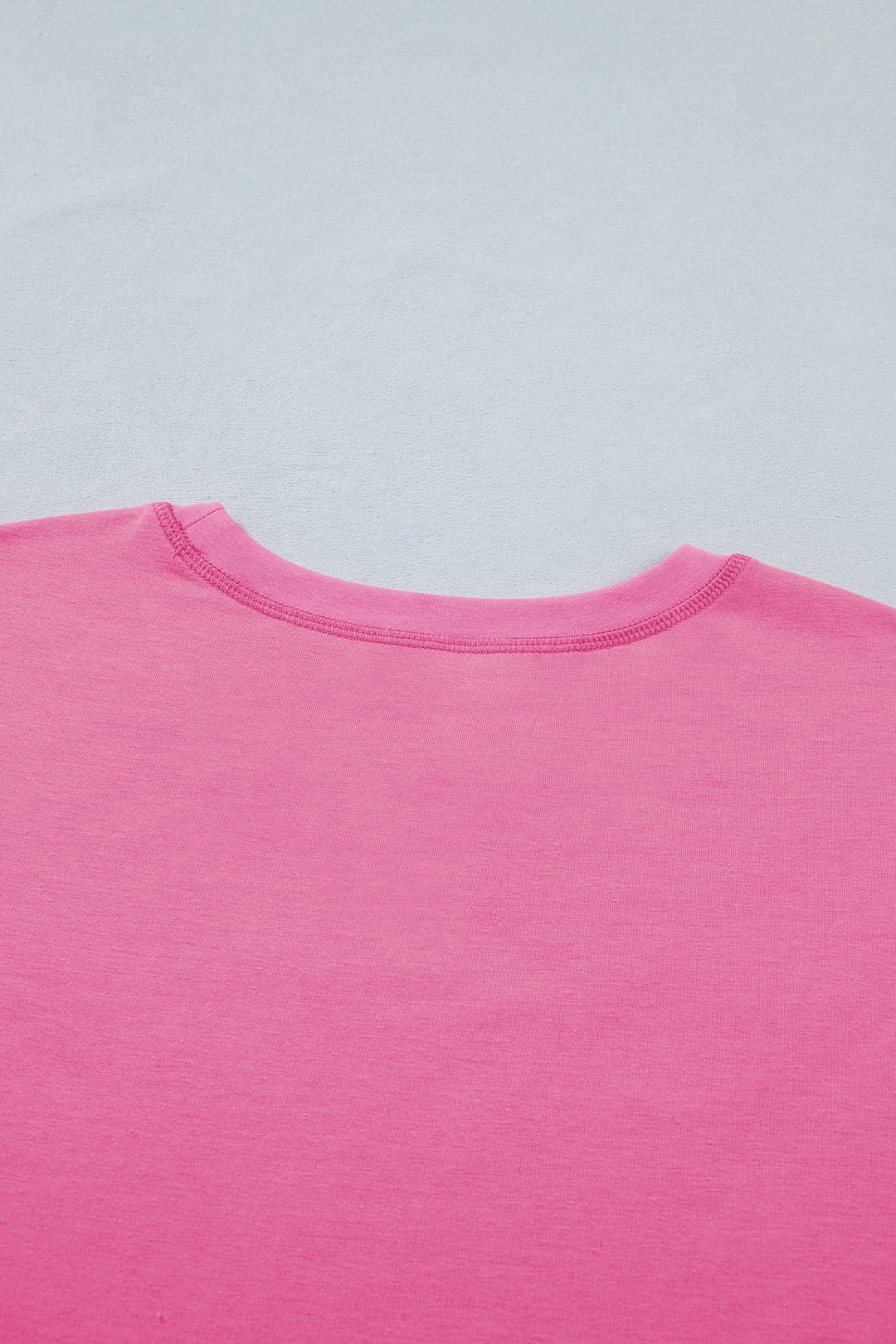 Bright Pink Seam Detail Raw Edge Tee Rainbow Waistband Casual Short Set