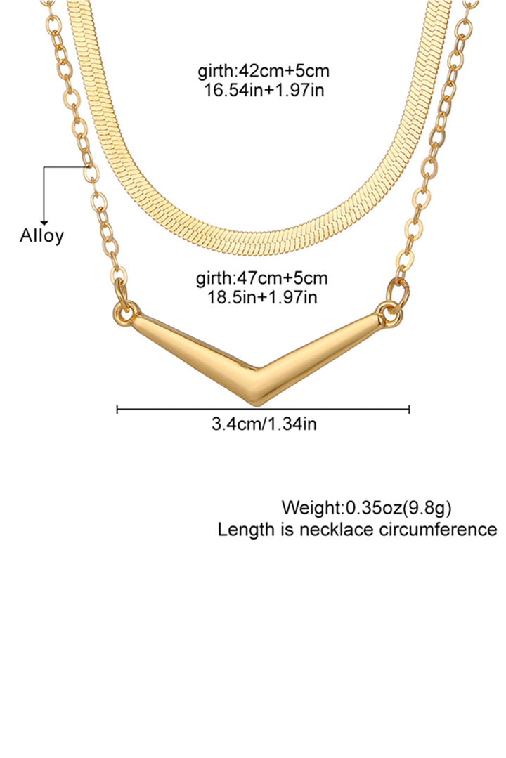 V-shape Pendant Snake Bone Chain Double Layer Necklace