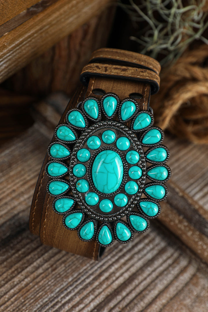 Ceinture large rétro à décor turquoise occidental 