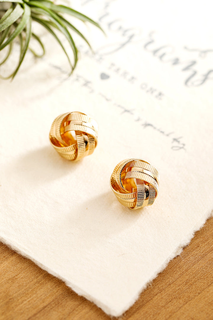 Boucles d'oreilles à tige en forme de nœud texturé plaqué