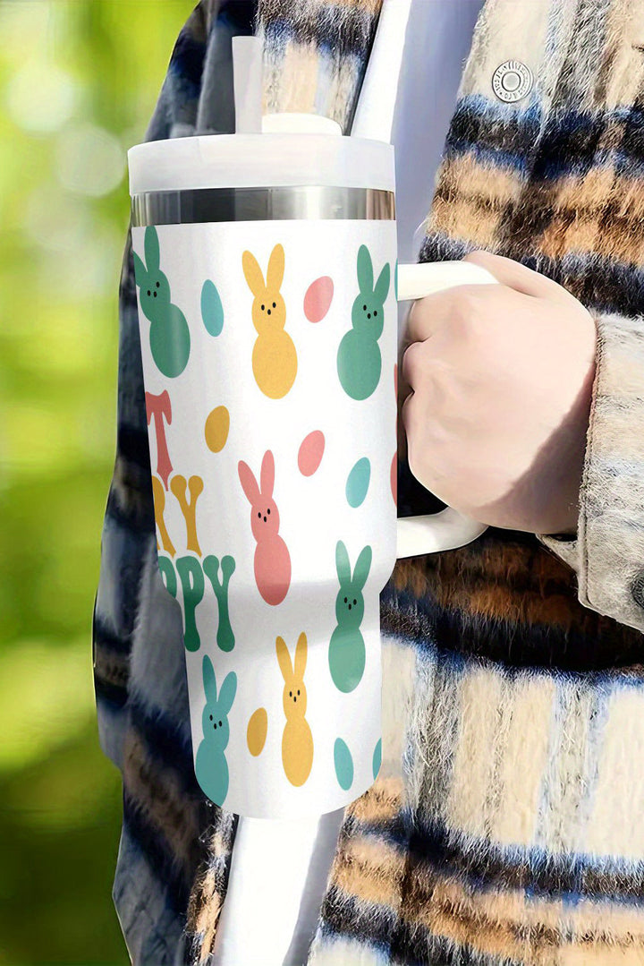DONT WORRY BE HOPPY Bunny Print Thermal Tumbler 40oz