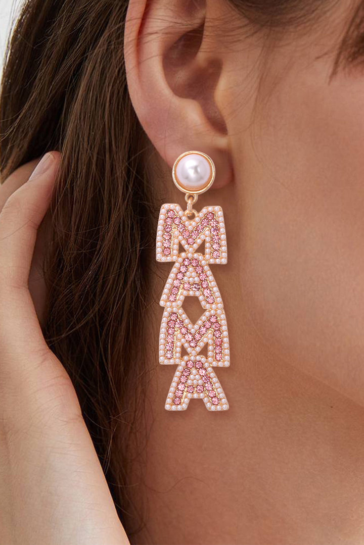 Boucles d'oreilles pendantes en perles et strass MAMA