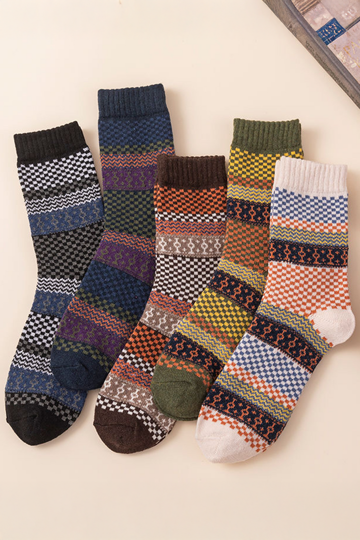 Ensemble de chaussettes douces à carreaux bohèmes