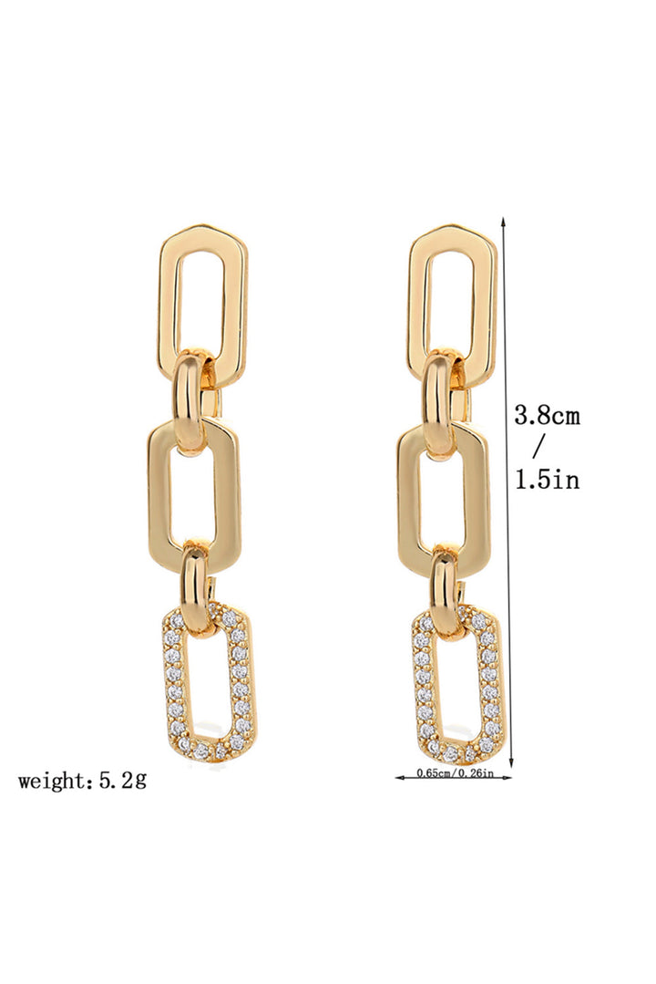 Boucles d'oreilles à tige en strass avec maillons de chaîne