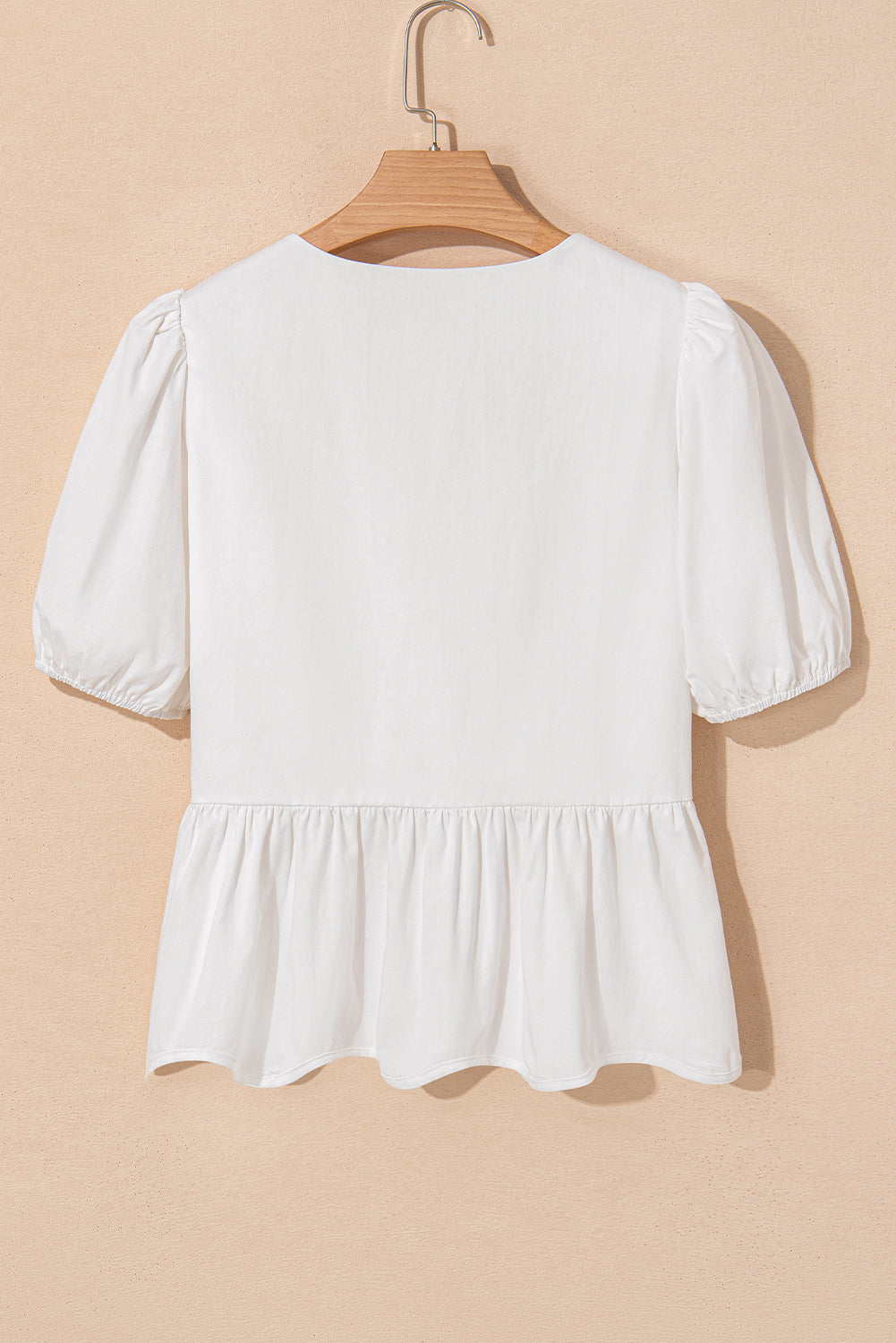 bow knot decor square neck puff sleeve peplum top