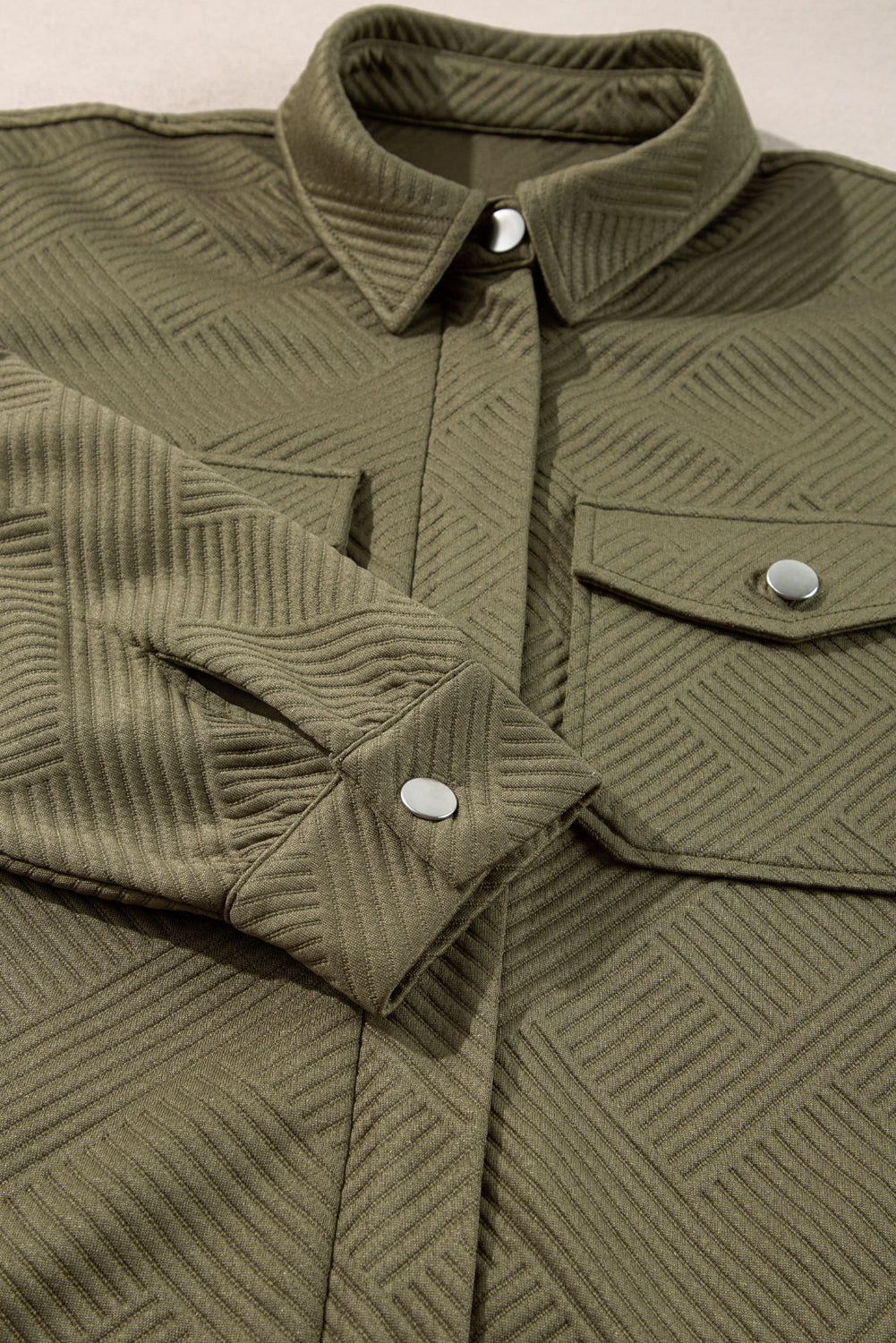 Blackish Green Zip Up Button Flap Pocket Shirt Collar Jackets