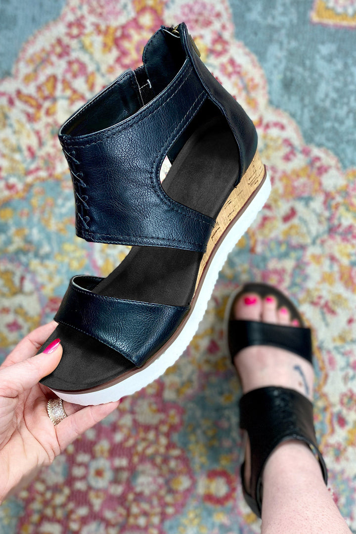 Crisscross Detail Hollowed Leather Gladiator Sandals
