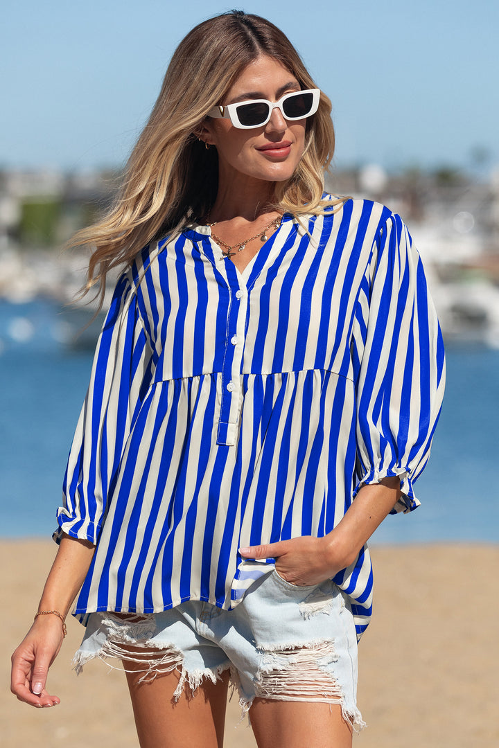 Balloon Sleeve Loose Button up Shirt