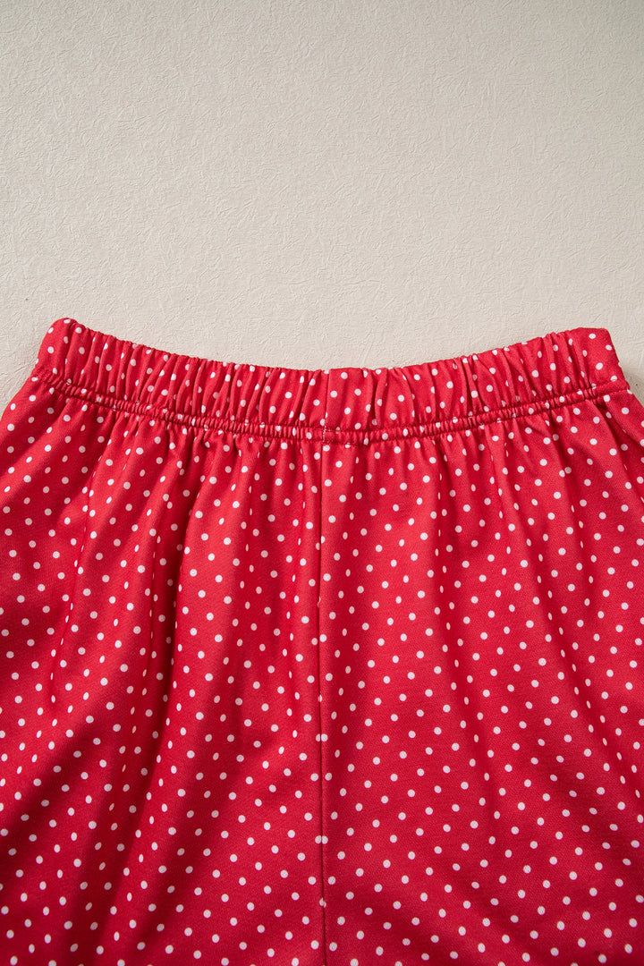 Red Polka Dot MERRY Holiday Long Sleeve Top and Shorts Set