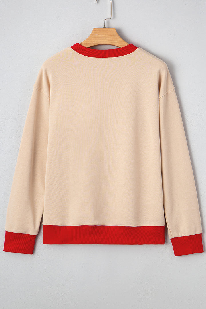 GAME DAY Letter Graphic Varsity Striped Detail Baggy Sweatshirt
