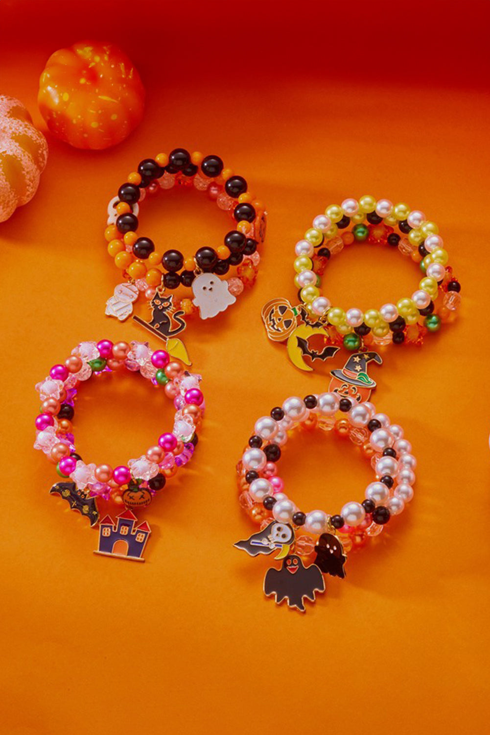 Lot de 3 bracelets élastiques à pendentif Halloween