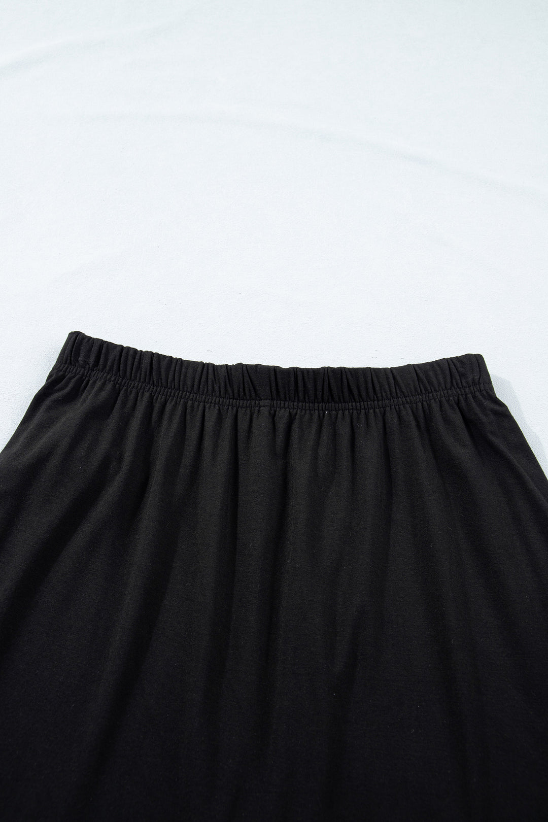 Black Solid Color Oversize Tee Tie Wrap Mini Skort 2pcs Set