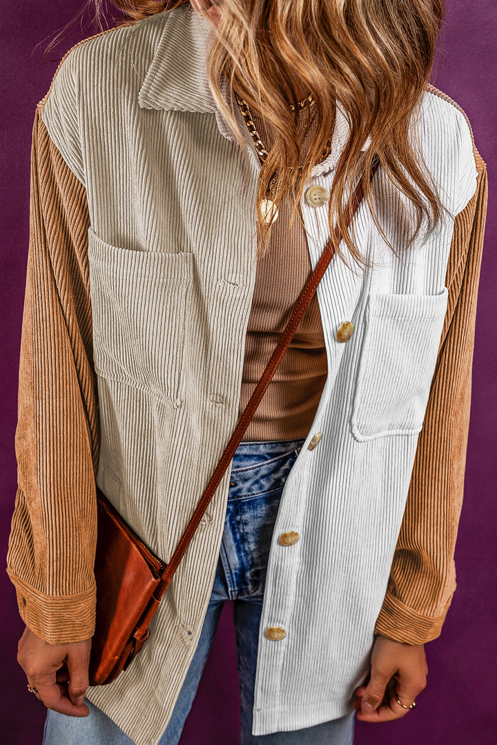 Corduroy Colorblock Loose Shacket