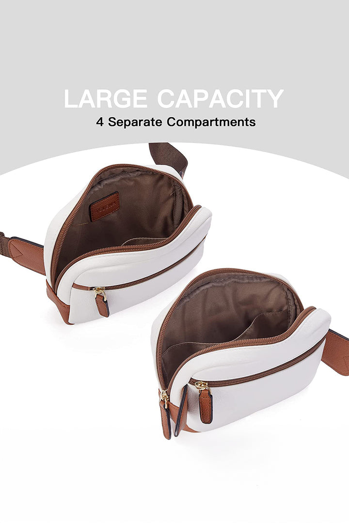 Color Contrast Patched PU Leather Wide Strap Crossbody Bags