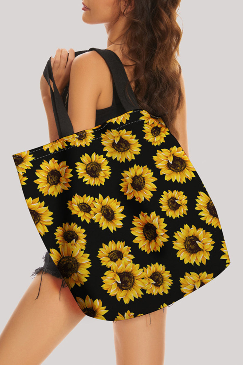Tragetasche aus Canvas mit Sonnenblumen-Digitaldruck