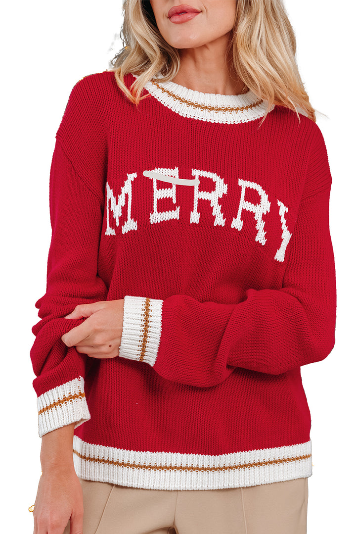 MERRY Color Block Edge Drop Shoulder Cozy Sweater
