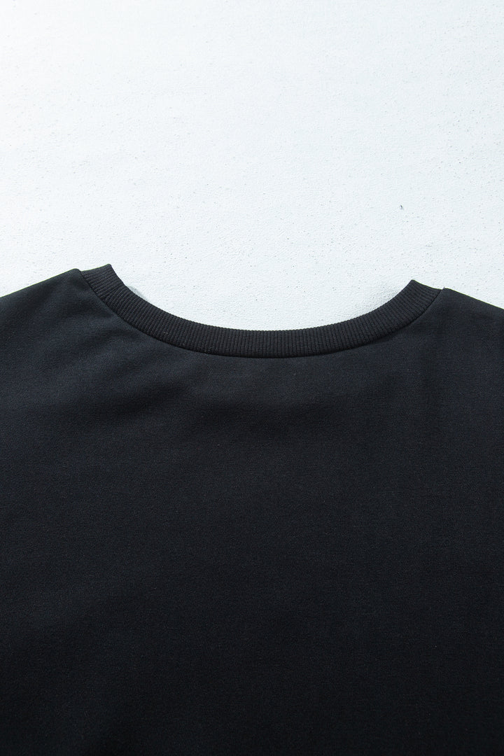 Black Rugby Game Day Patchwork Graphic Plus Size Sweatshirt