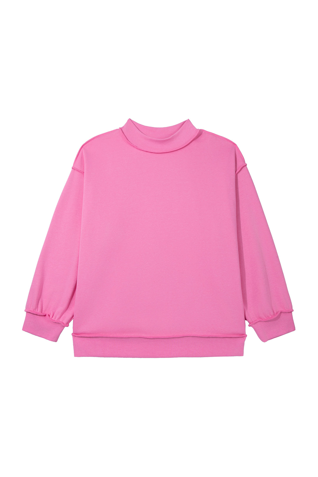 Bright Pink Exposed Seam Detail Reversible Double Wear Plus Size Sweatshirt