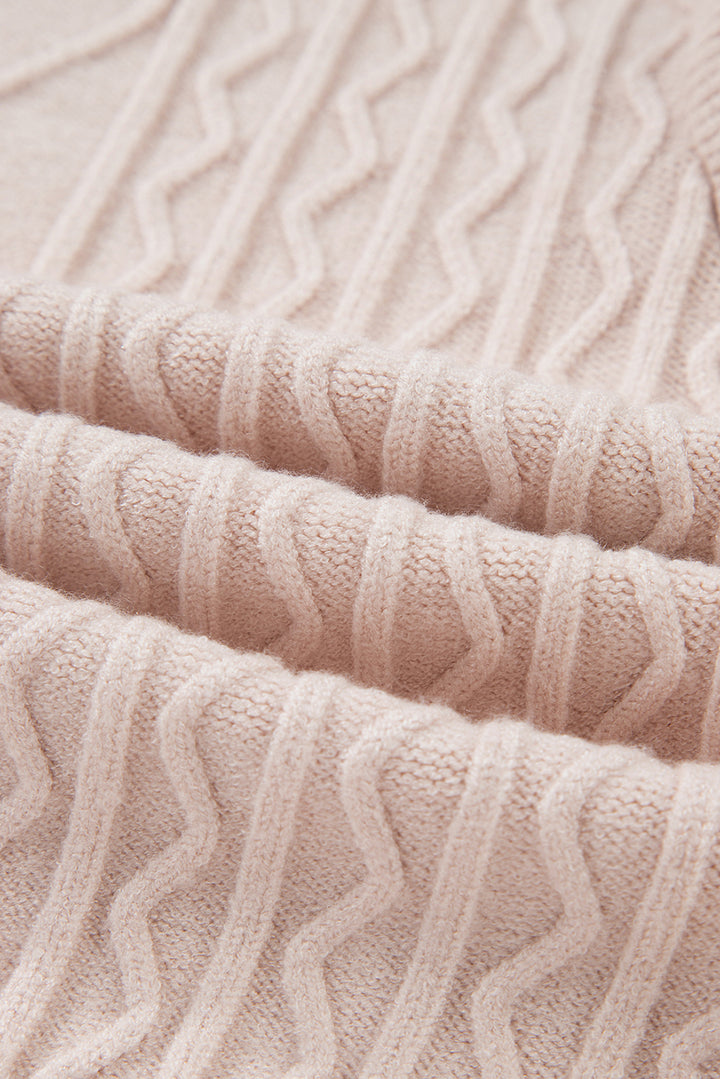 Cable Knit Ruffle Detail Contrast Floral Sleeve Patchwork Sweater