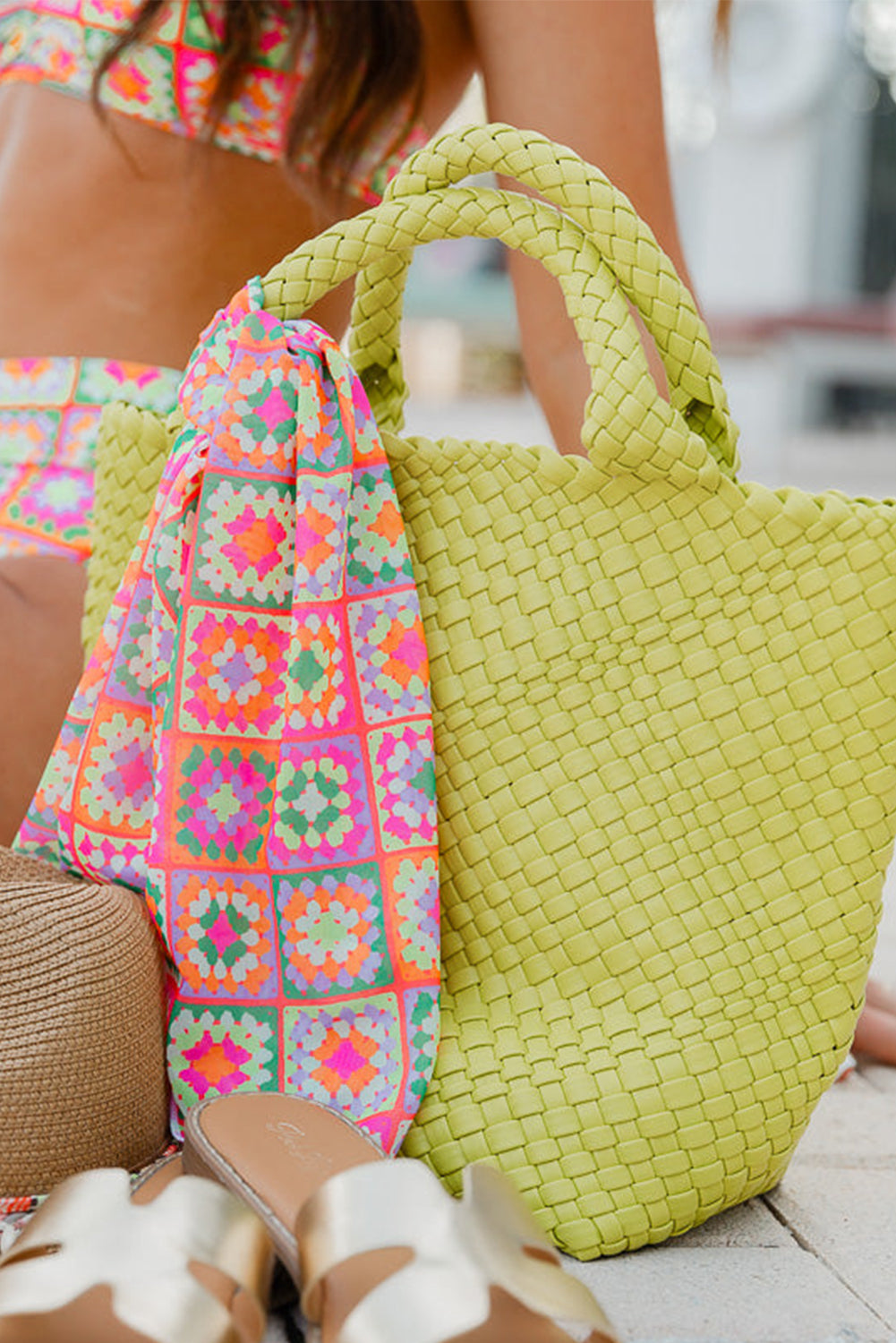 Woven Hand Bag with Pouch