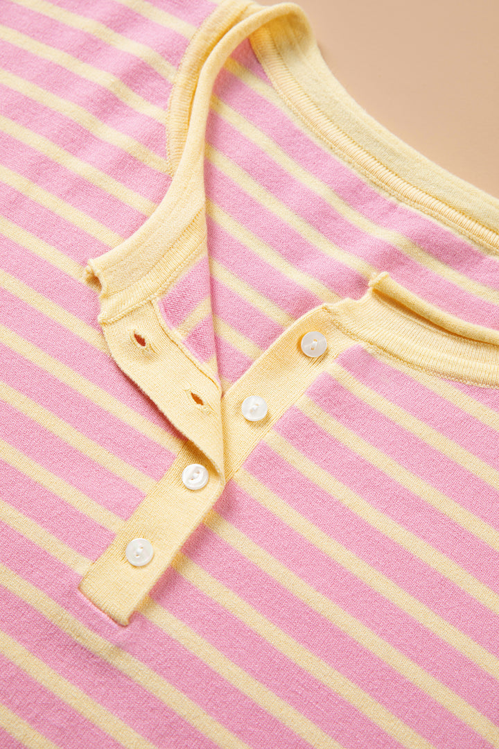 Pink Stripe Striped Colorblock Long Sleeve V Neck Shift Plus Size Sweater