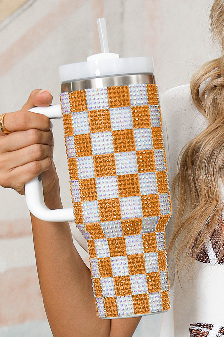 Full Rhinestone Checkerboard Handled Tumbler 40oz