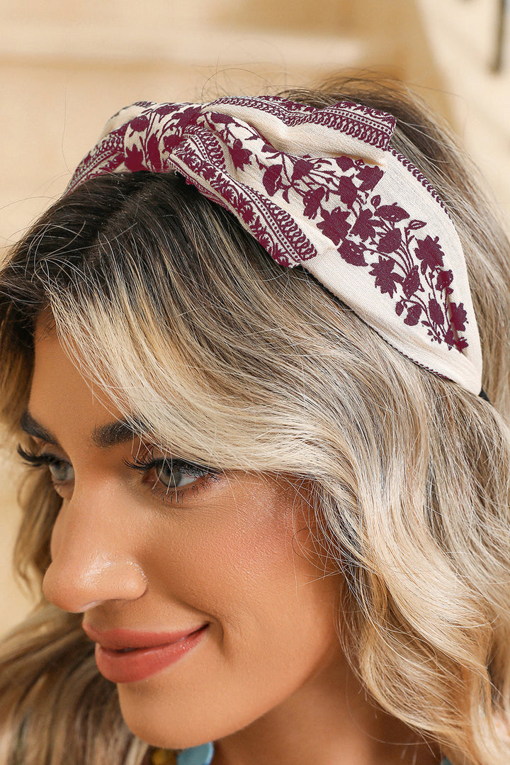 Retro Floral Vine Printed Bow Knot Headband
