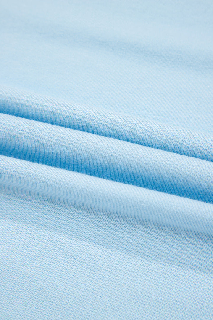 Light Blue Bright Casual Plain Crew Neck Tee