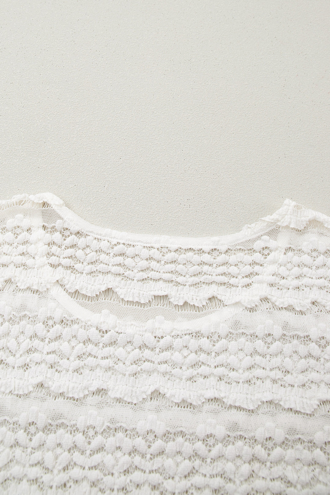White Sheer Lace Short Sleeve Top