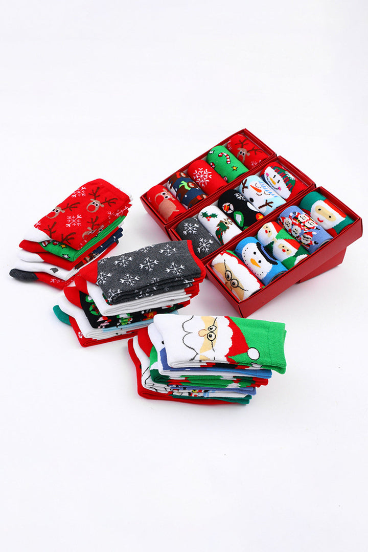 Lot de 5 paires de chaussettes de Noël souples avec motif élan et boîte