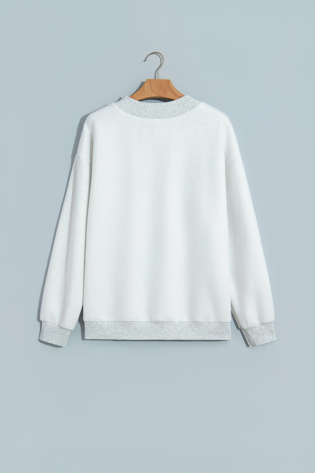 Light Grey Reversible Christian Faith Print Mock Neck Pullover Sweatshirt