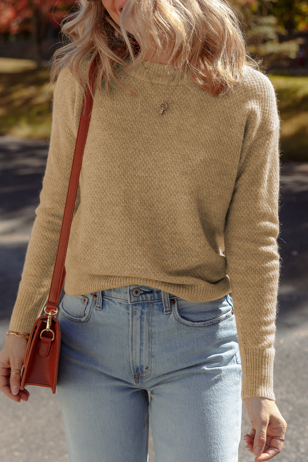 Brushed Knit Casual Fitted Sweater