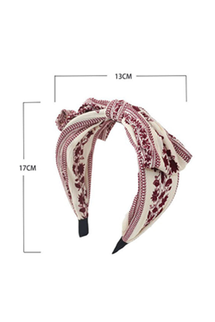Retro Floral Vine Printed Bow Knot Headband