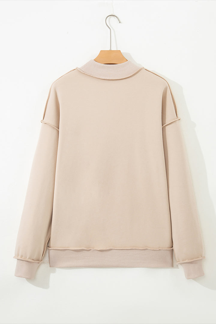 Oversize Drop Shoulder Reversible Mock Neck Sweatshirt