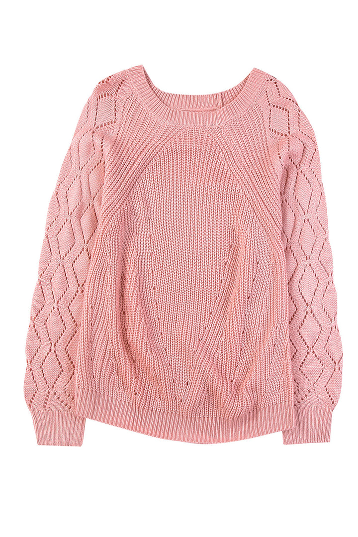 Hollow-out Puffy Sleeve Knit Sweater