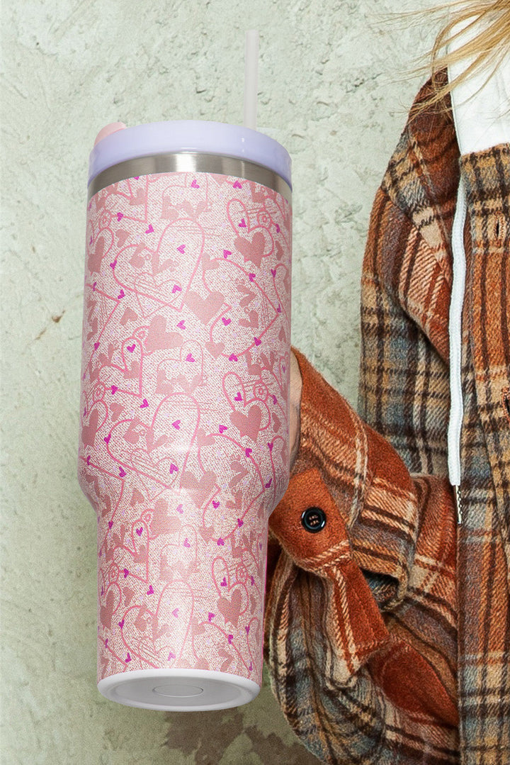 Valentine Heart Shaped Print Stainless Steel Vacuum Cup 40oz