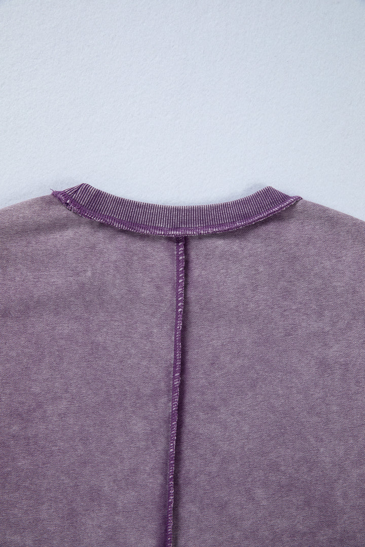 Valerian Mineral Wash Exposed Seam Side Slit Sweatshirt