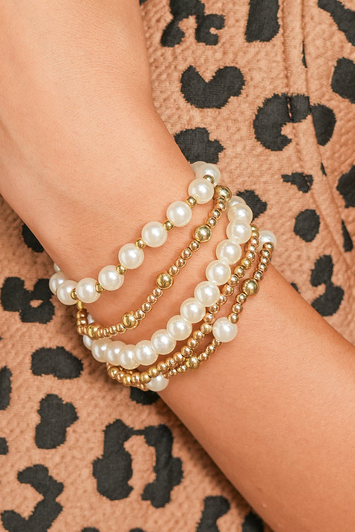 Bracelets multicouches en perles plaquées et décorées de perles croisées