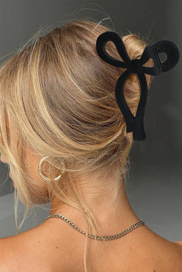 Velvet-Flocked Bow Shape Claw Clip