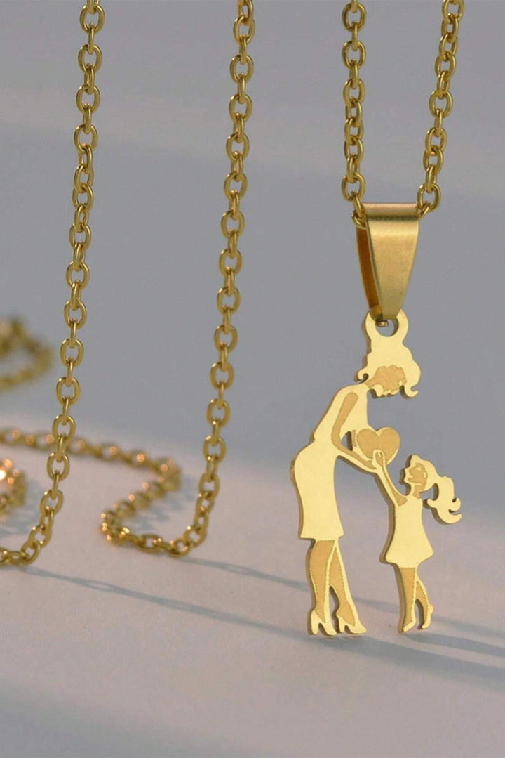 Collier en alliage plaqué avec pendentif cœur mère-fille