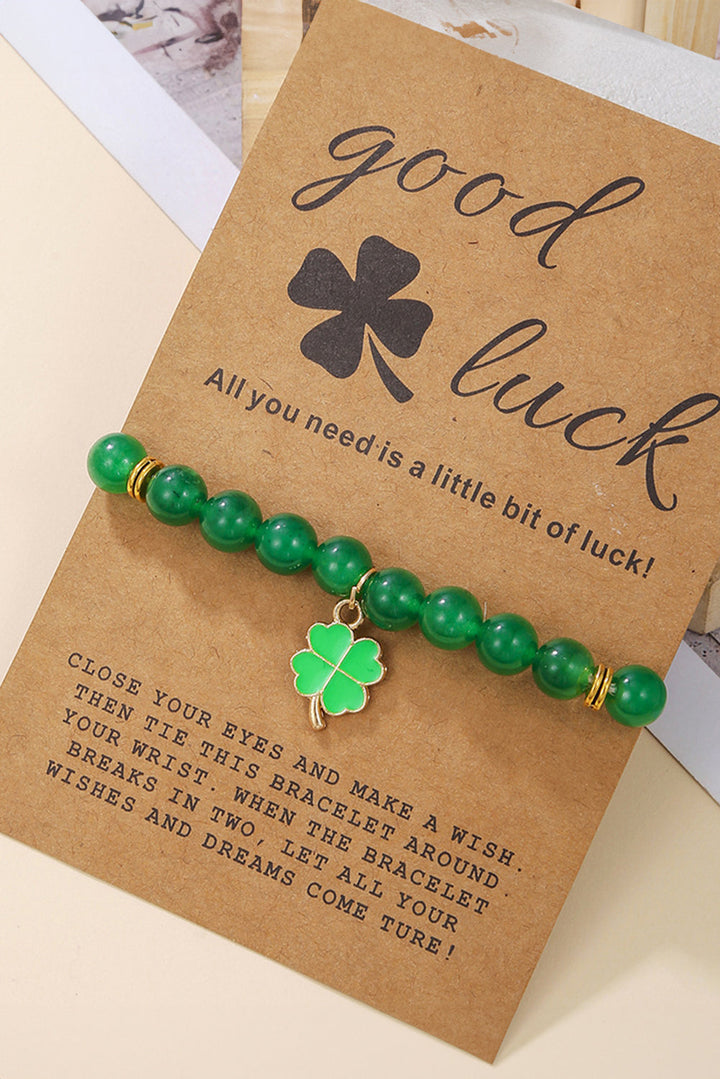 Bracelet élastique en perles de trèfle de la Saint-Patrick